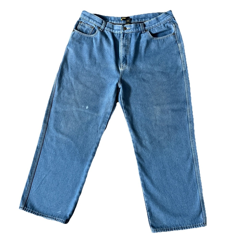 Stanley Jeans Mens 42x30 Blue Denim Fleece Lined High Rise Straight‎ Leg Casual